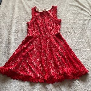 Red Floral Lace Dress